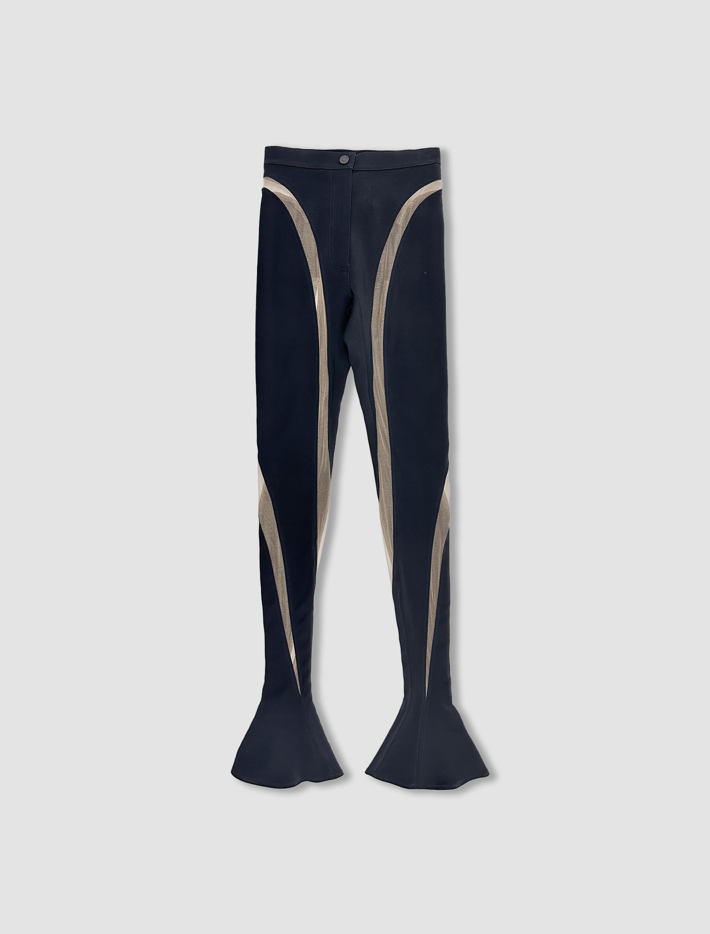 Shop Mugler Leggings With Trasparent Panels In Black Nude