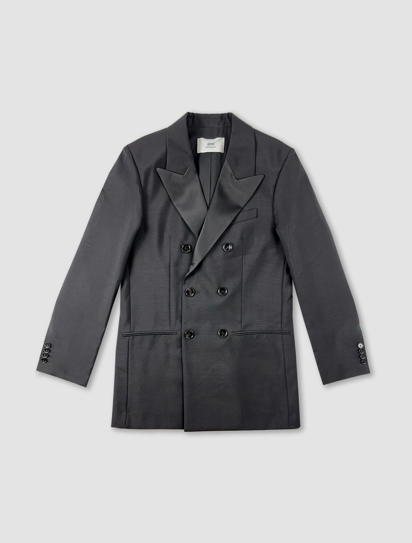 AMI ALEXANDRE MATTIUSSI DOUBLE-BREASTED TUXEDO JACKET 