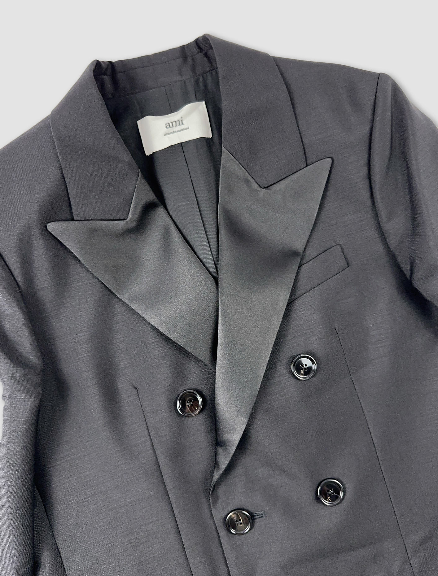 Shop Ami Alexandre Mattiussi Double-breasted Tuxedo Jacket In Black