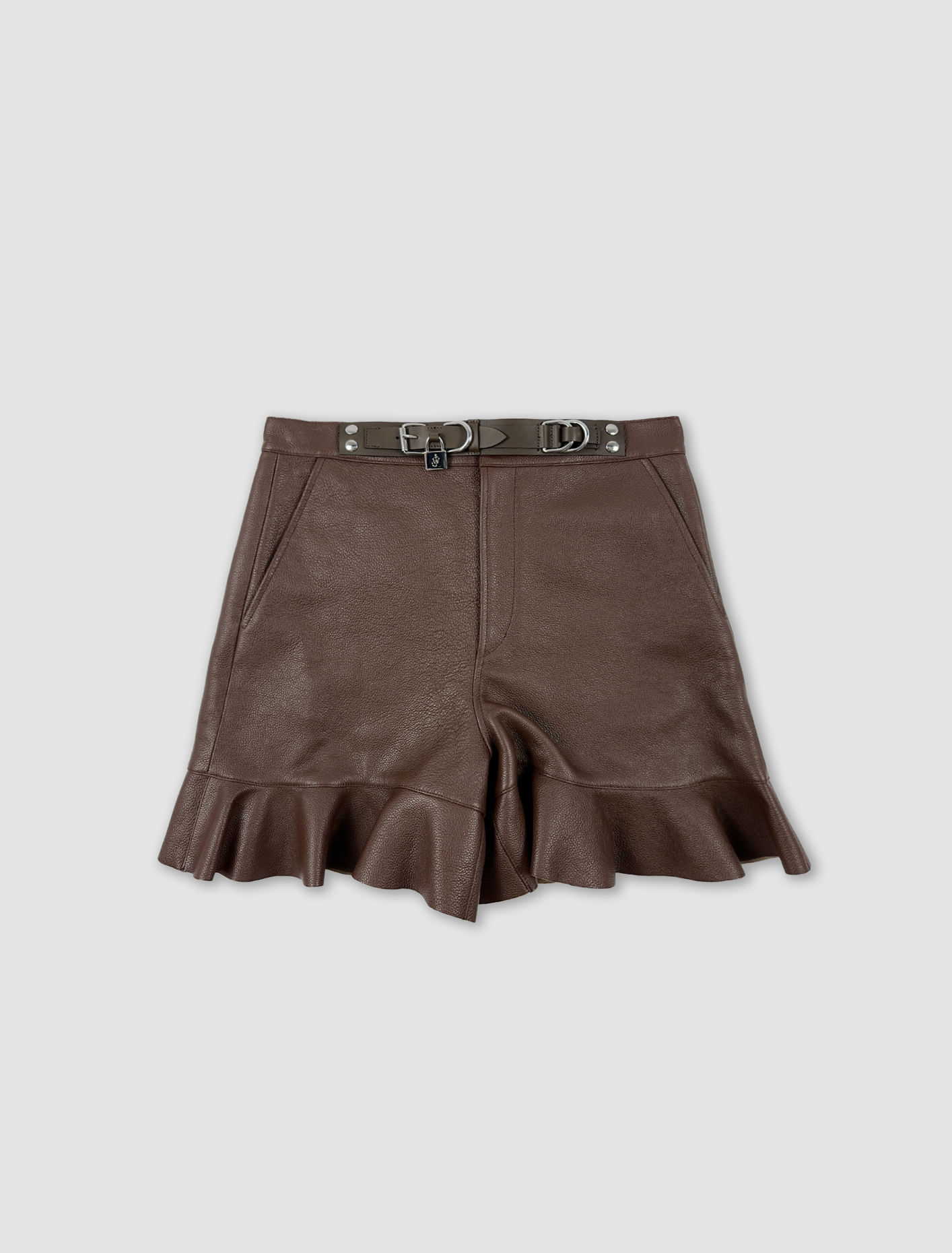 Shop Jw Anderson Leather Shorts In Chocolate