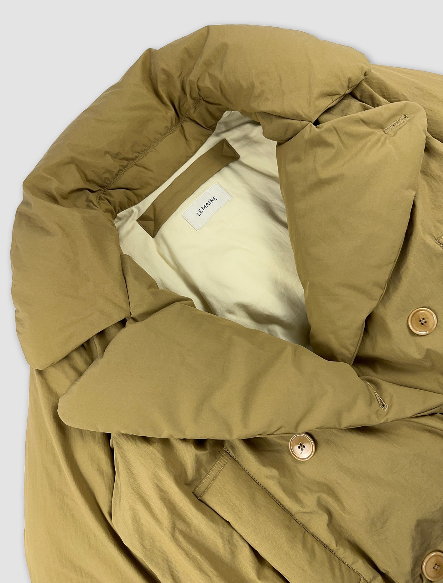 Shop Lemaire Woman Down Jacket In Ochre Khaki