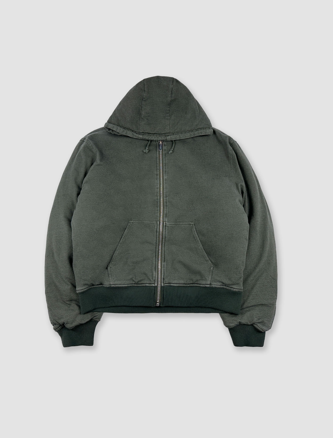 Shop Holzweiler Loken Padded Zip Sweatshirt In Dk. Green