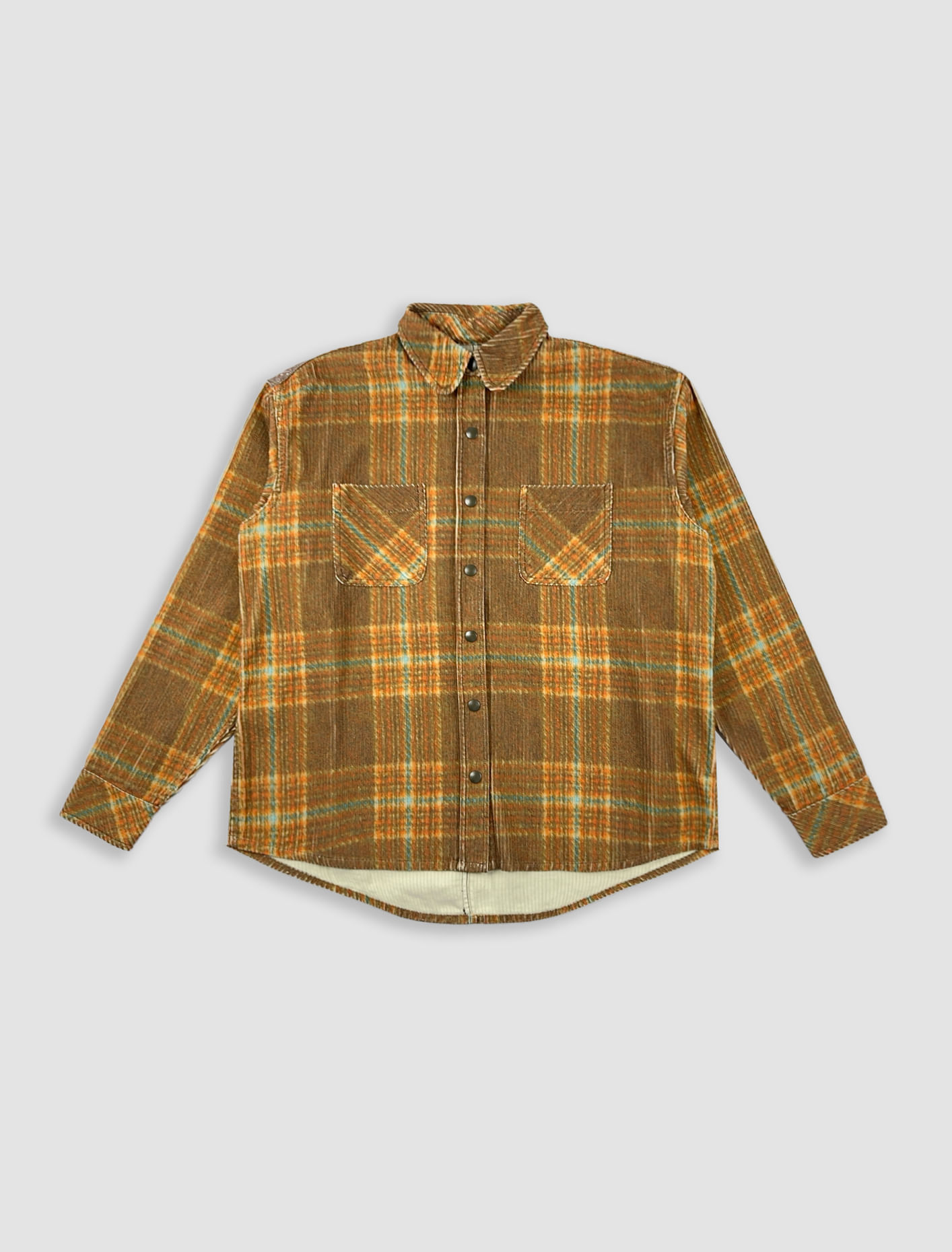 Shop Erl Corduroy Print Shirt In Grey Brown