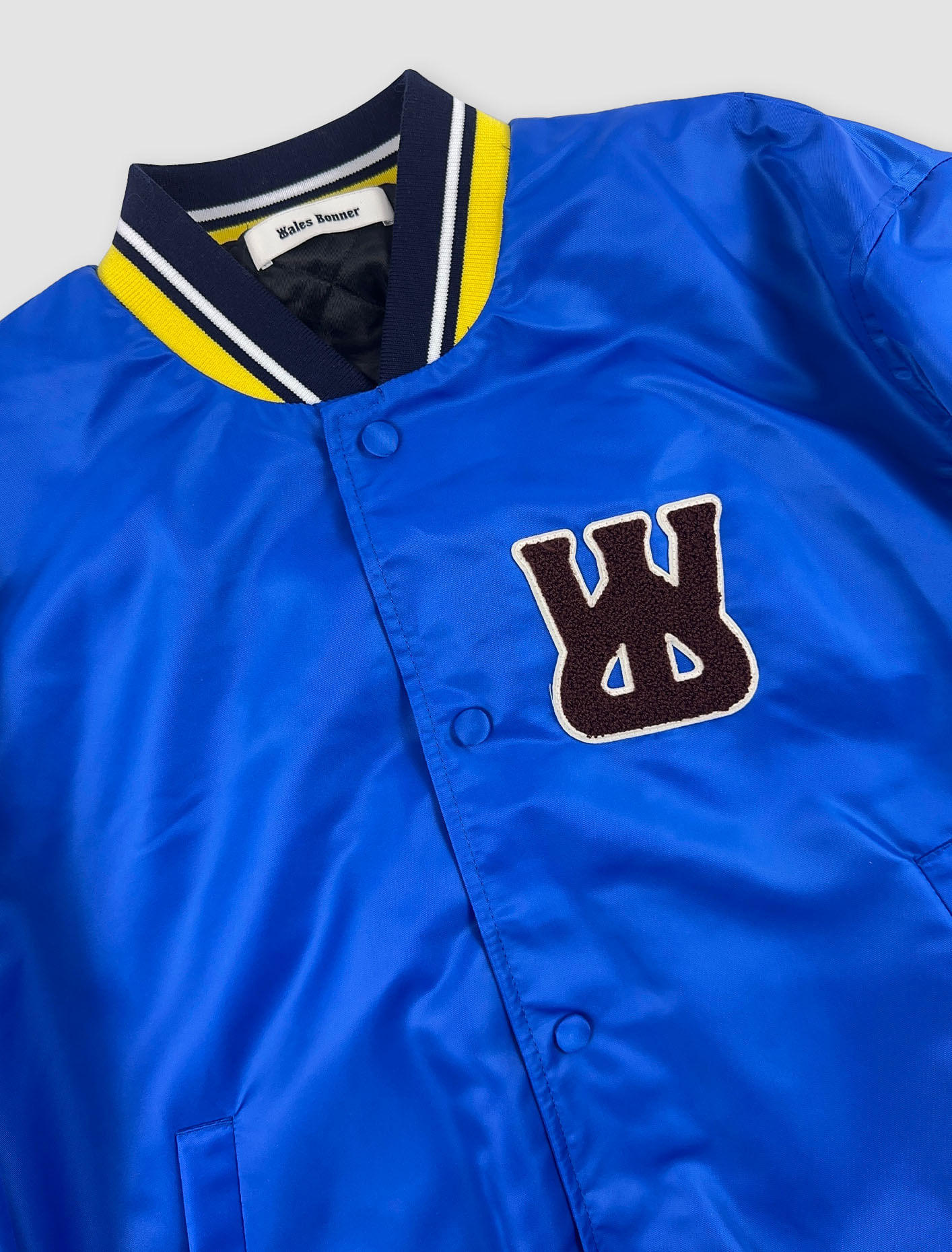 Shop Wales Bonner Sorbonne 56 Nylon Varsity Jacket In Blue