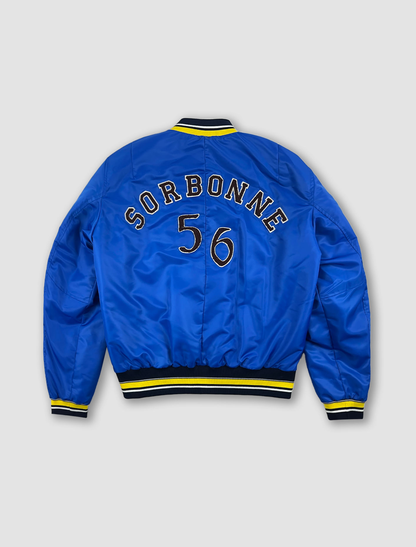 Shop Wales Bonner Sorbonne 56 Nylon Varsity Jacket In Blue