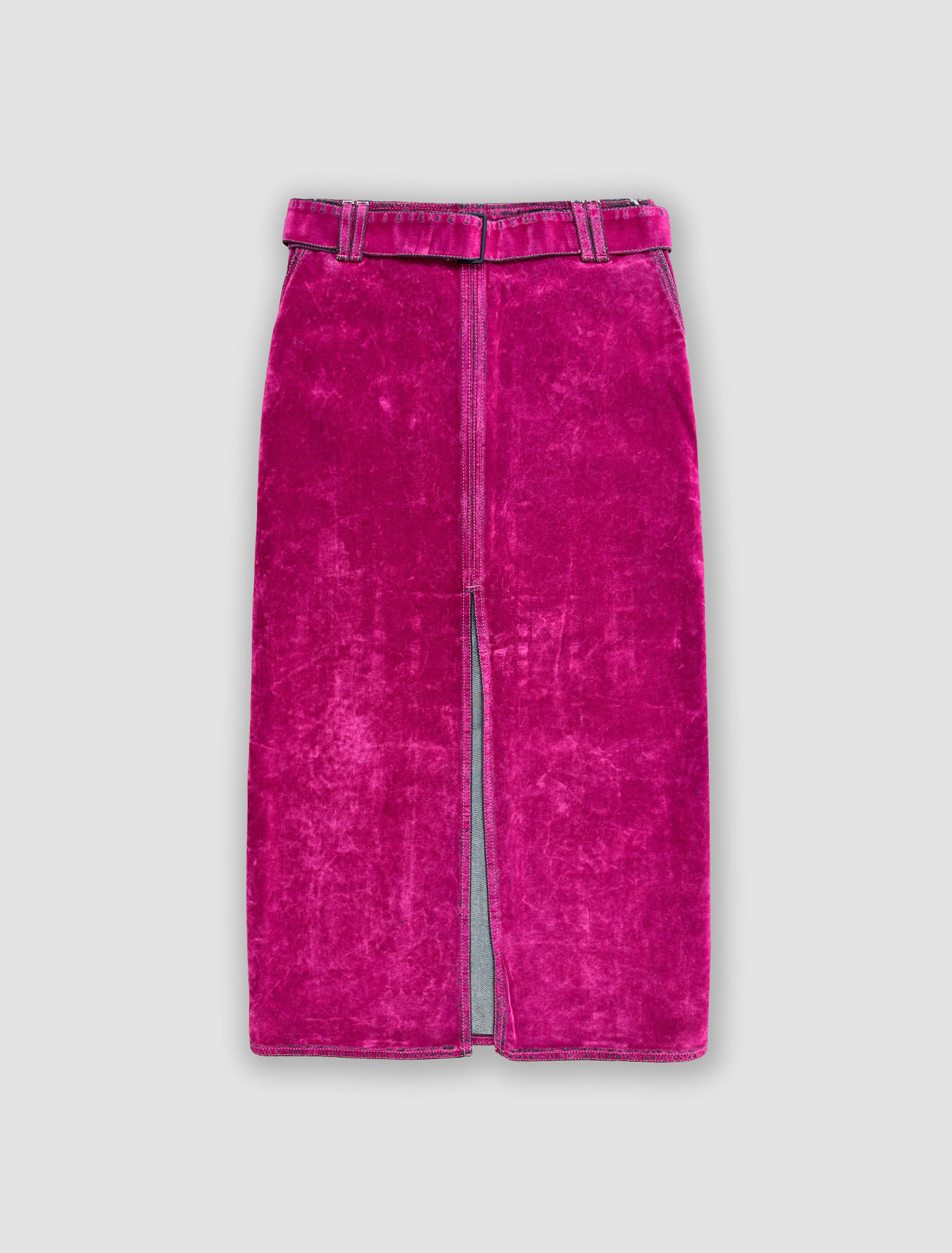 Shop Sunnei Skirt With Belt And Slit In Fuchsia