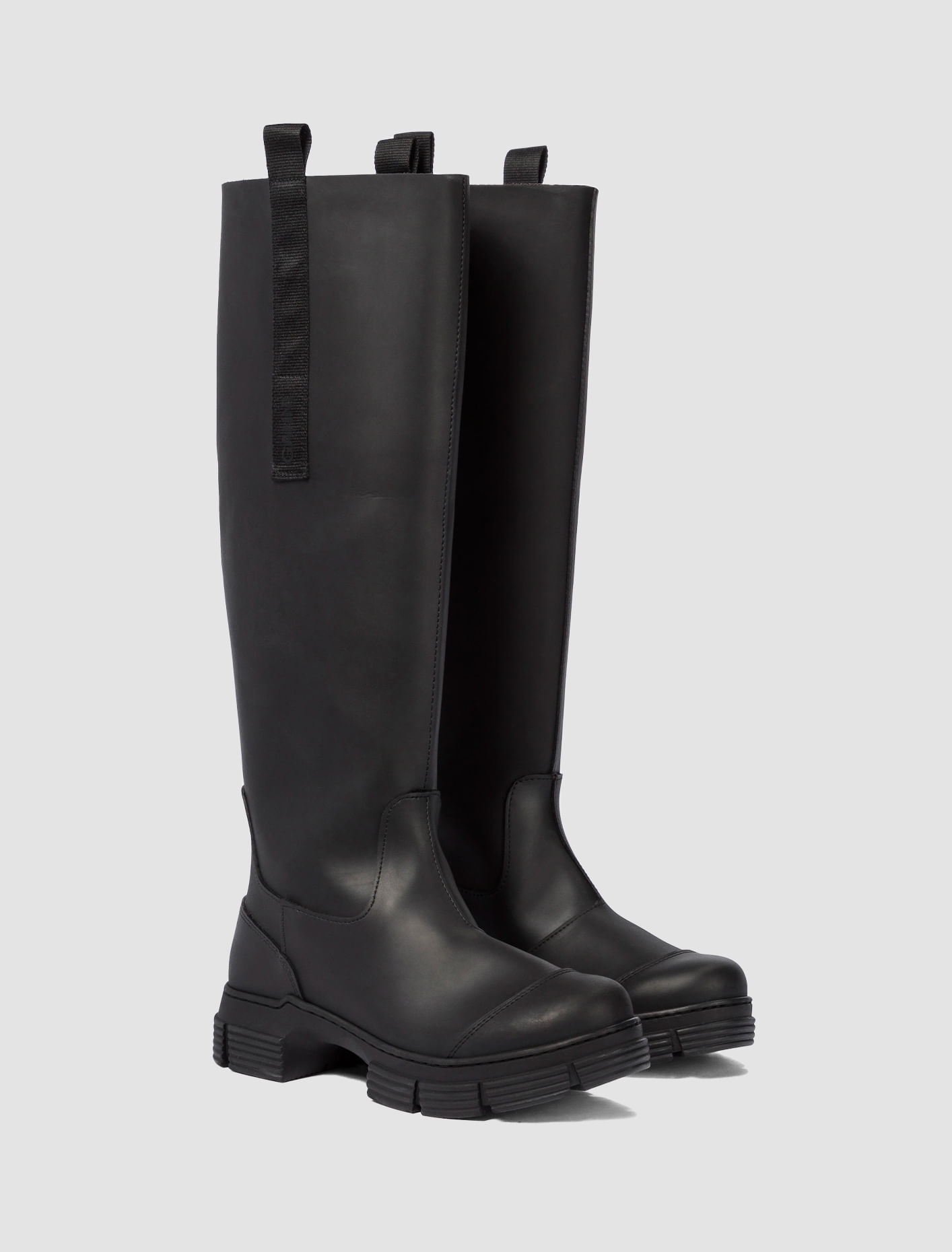 Shop Ganni Recycled Rubber Country Boots In Black