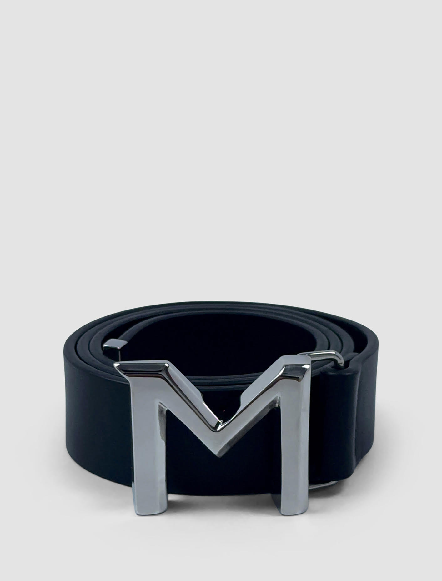 Shop Mugler M-buckle Leather Belt In Black