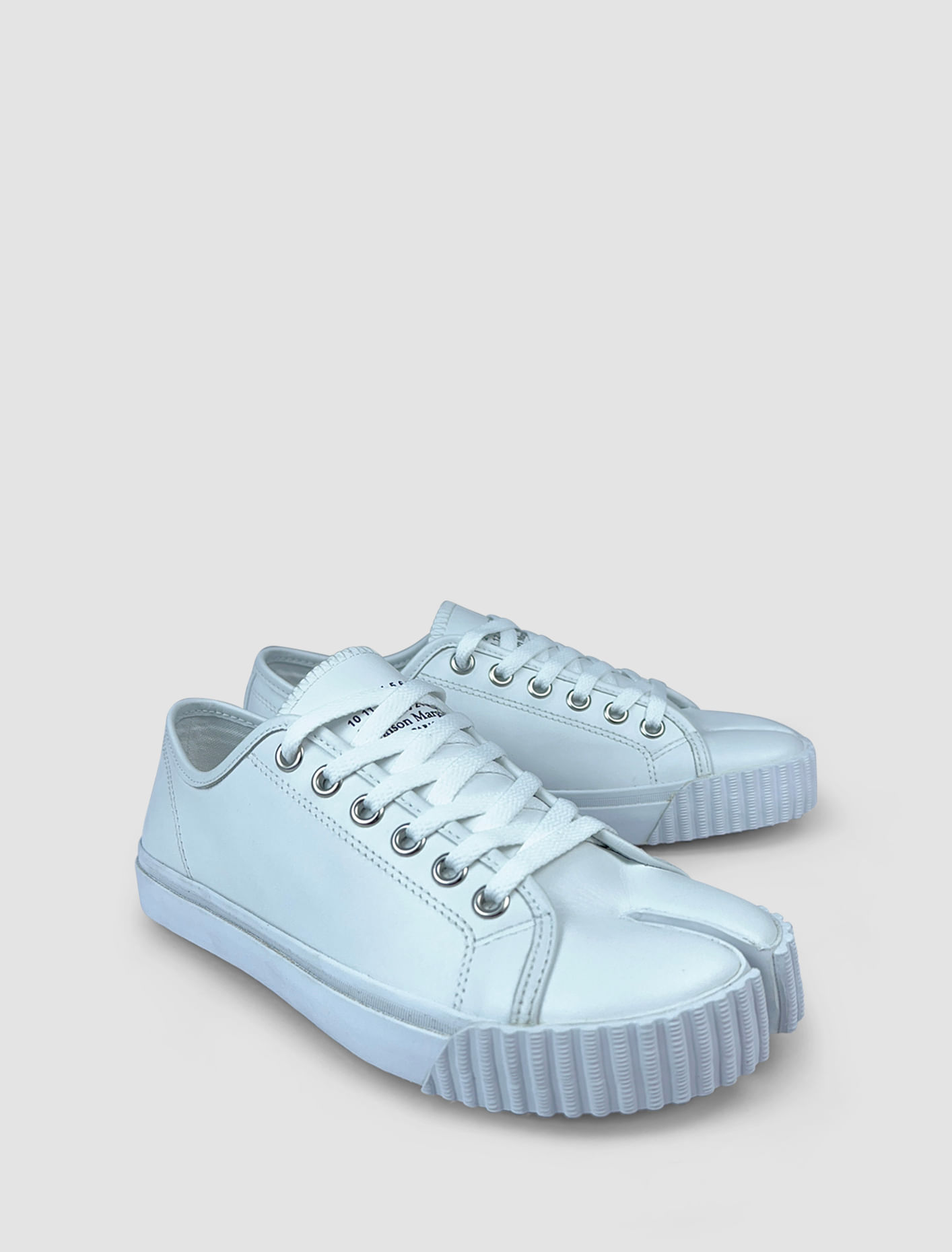 Shop Maison Margiela Logo Leather Sneakers