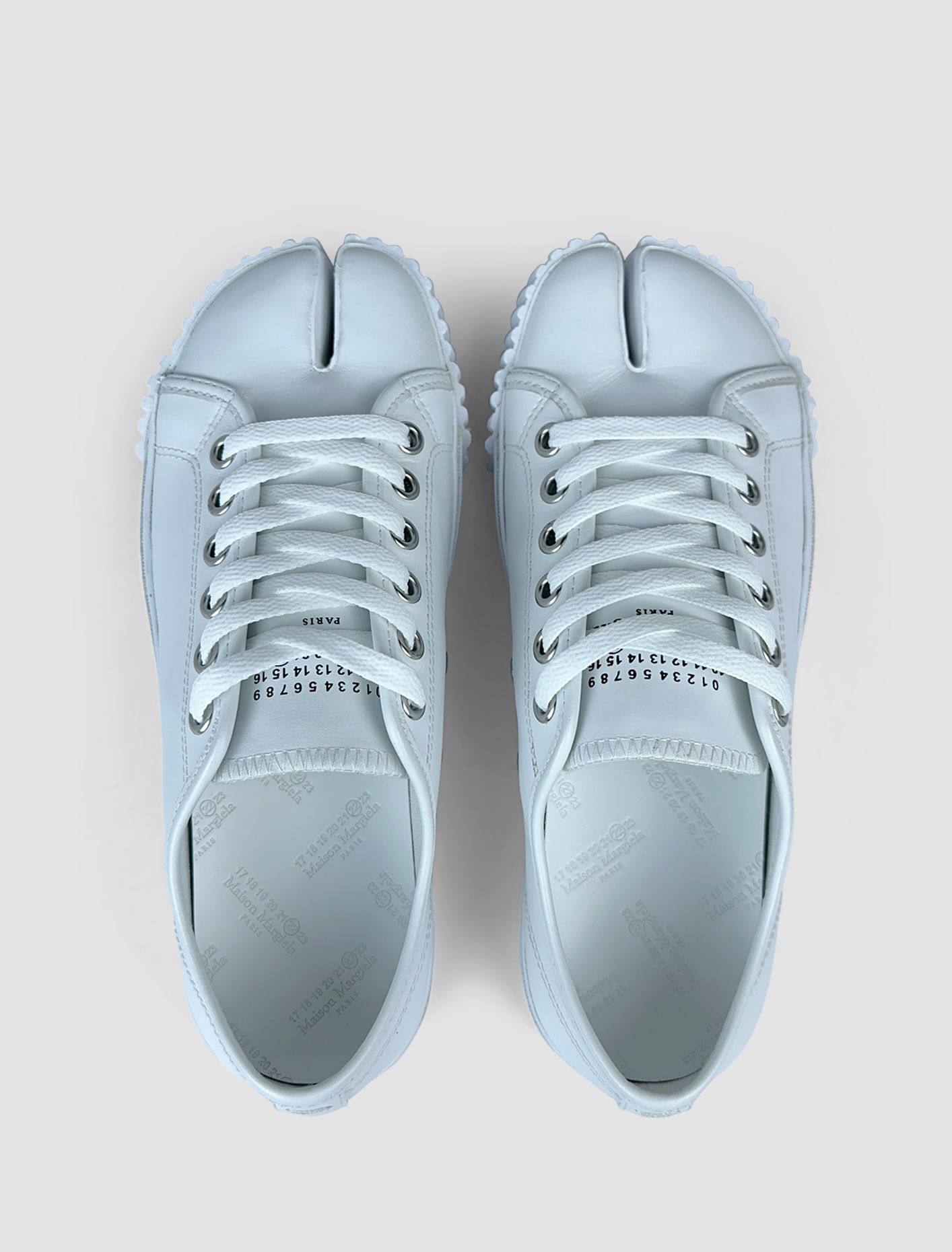 Shop Maison Margiela Logo Leather Sneakers