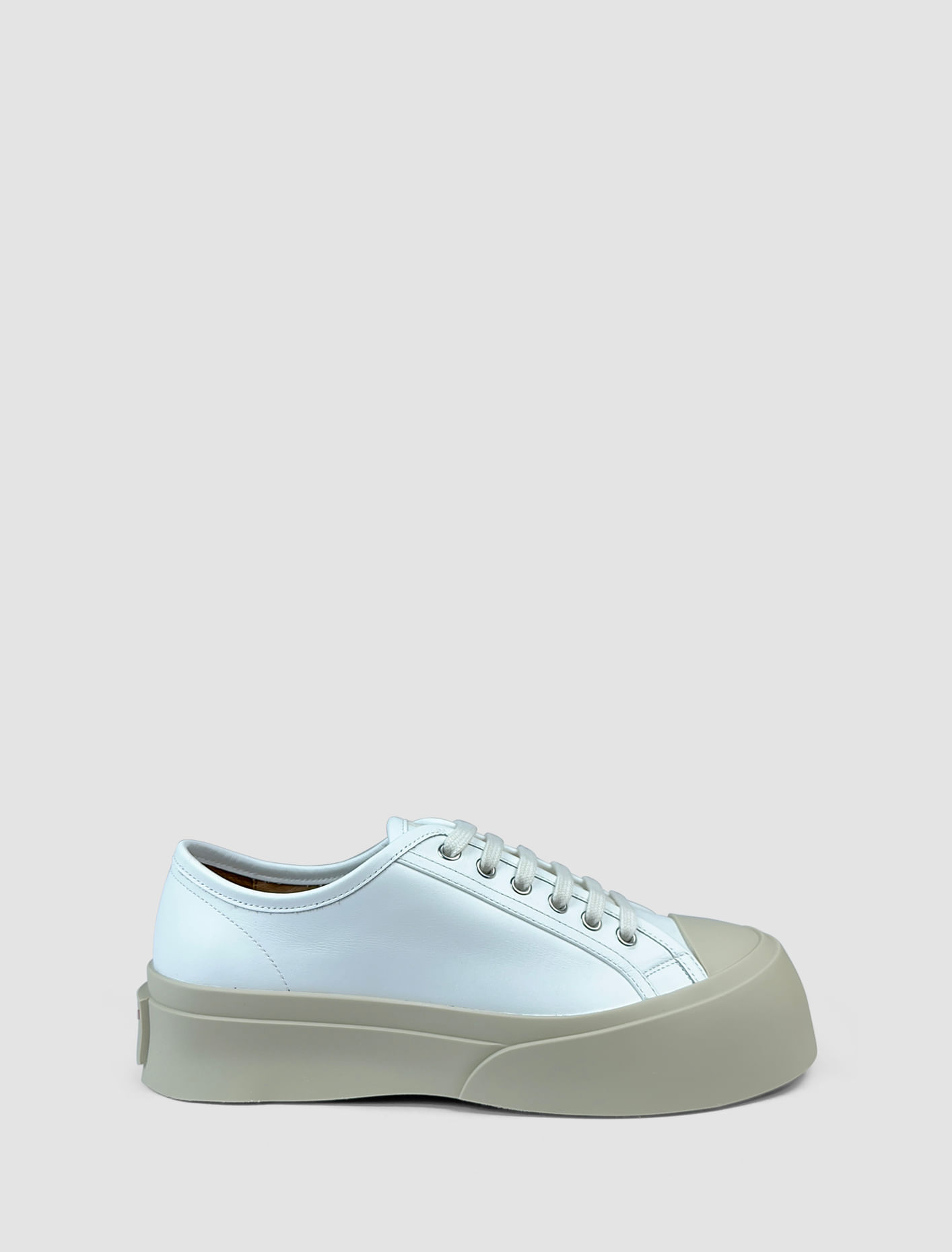 Shop Marni Pablo Leather Sneakers In Lily White