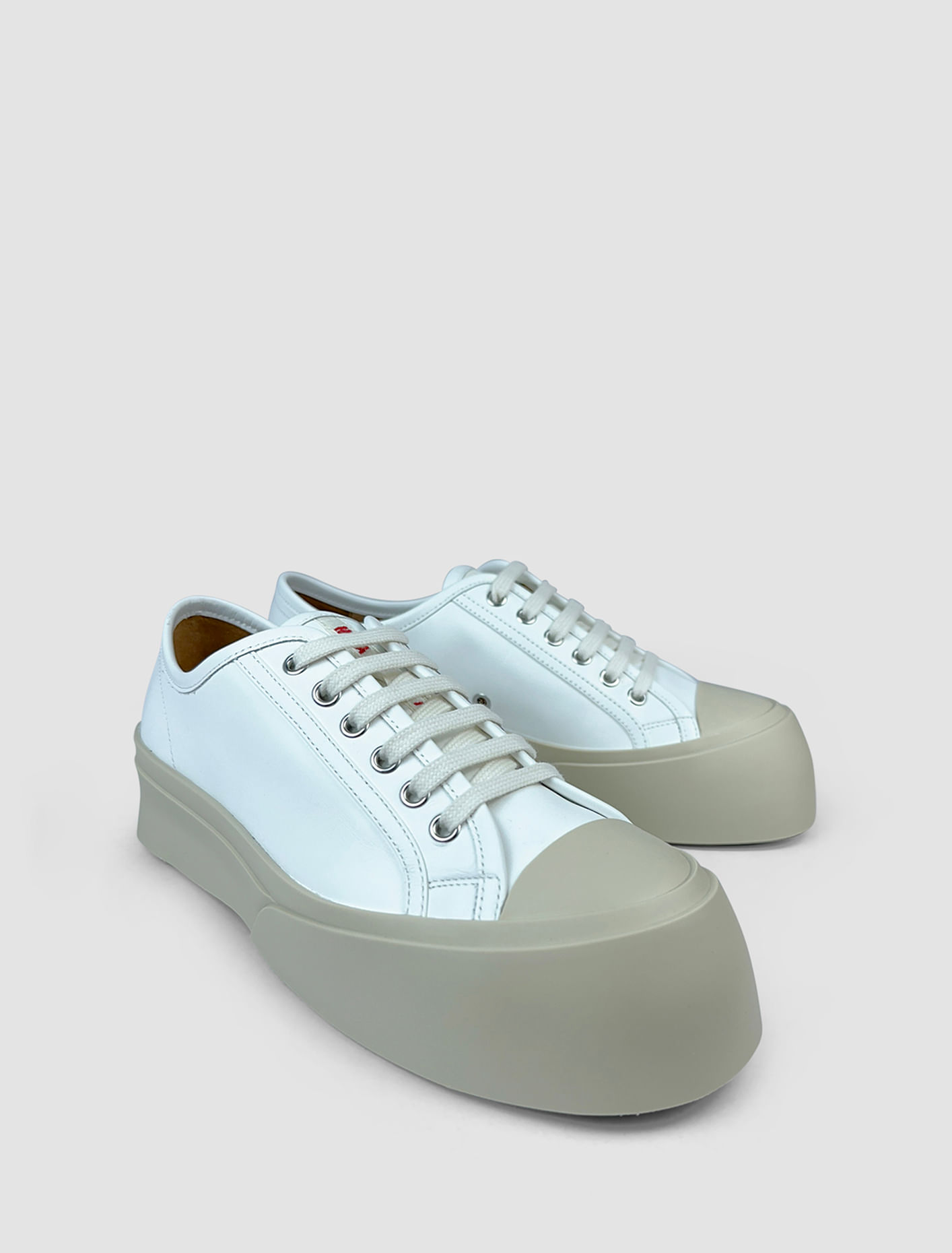 Shop Marni Pablo Leather Sneakers In Lily White