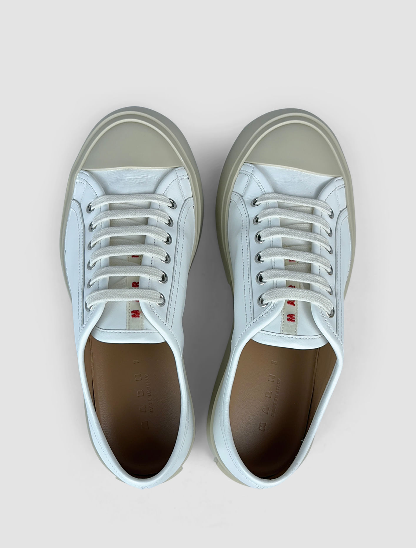 Shop Marni Pablo Leather Sneakers In Lily White