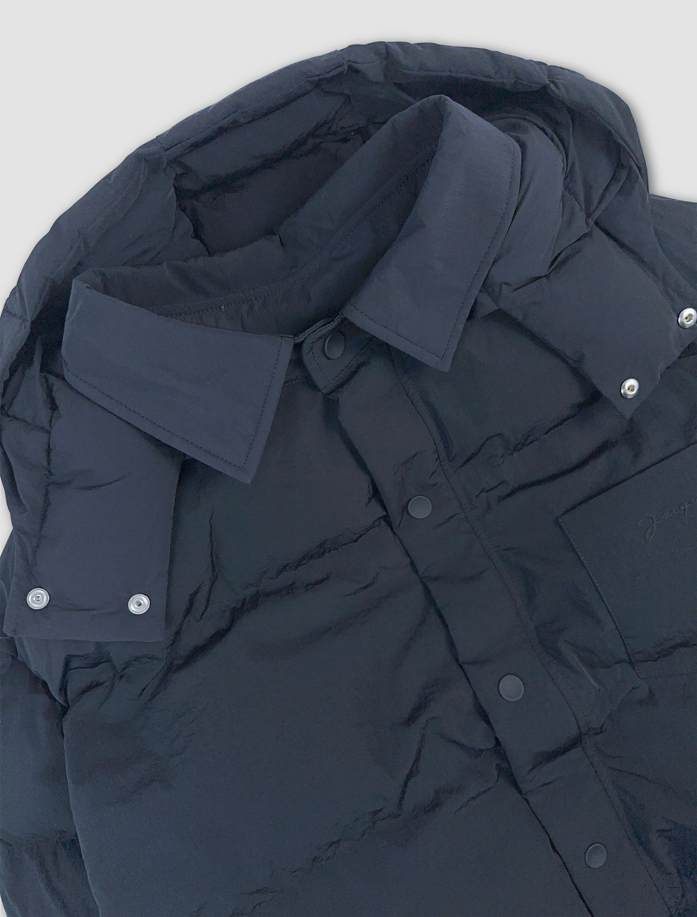 Shop Jacquemus The Down Jacket Shirt In Black