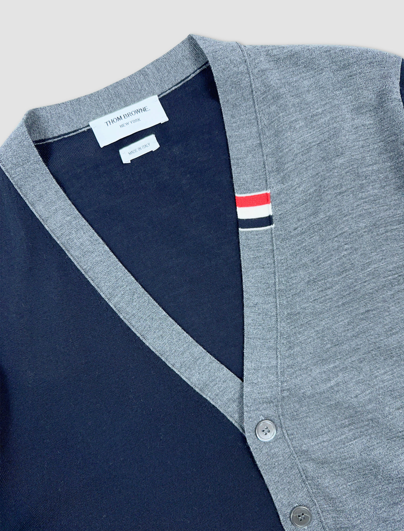 Shop Thom Browne Fun-mix V-neck Cardigan In Navy