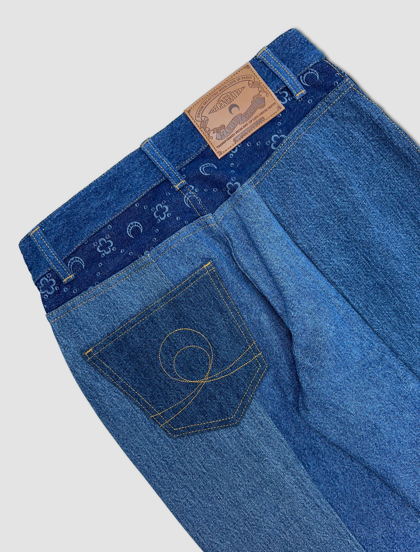 Shop Marine Serre Jeans Straight Regenerated Monogram In Medium Dark Blue Moonogram