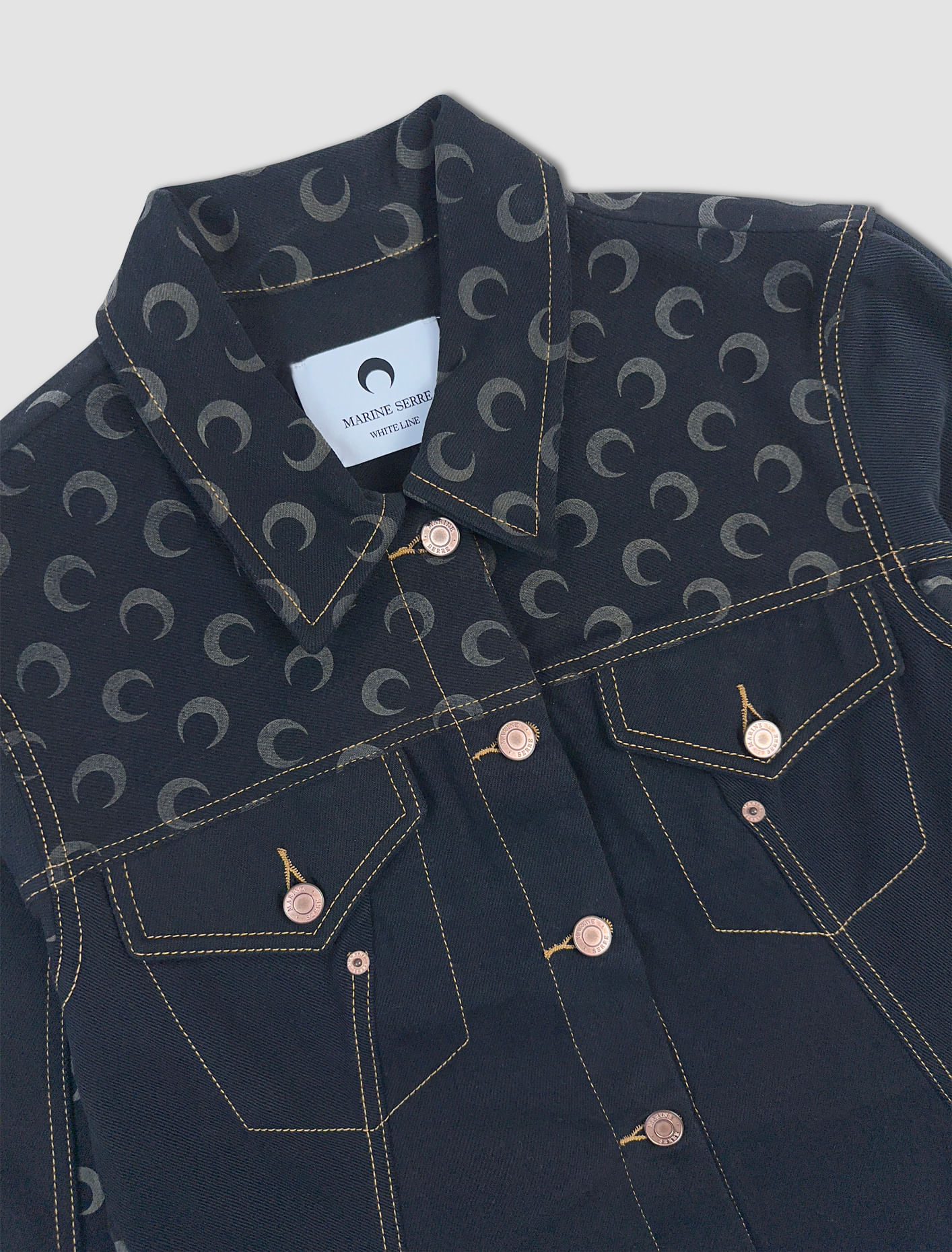 Shop Marine Serre Denim Jacket In All Over Moon