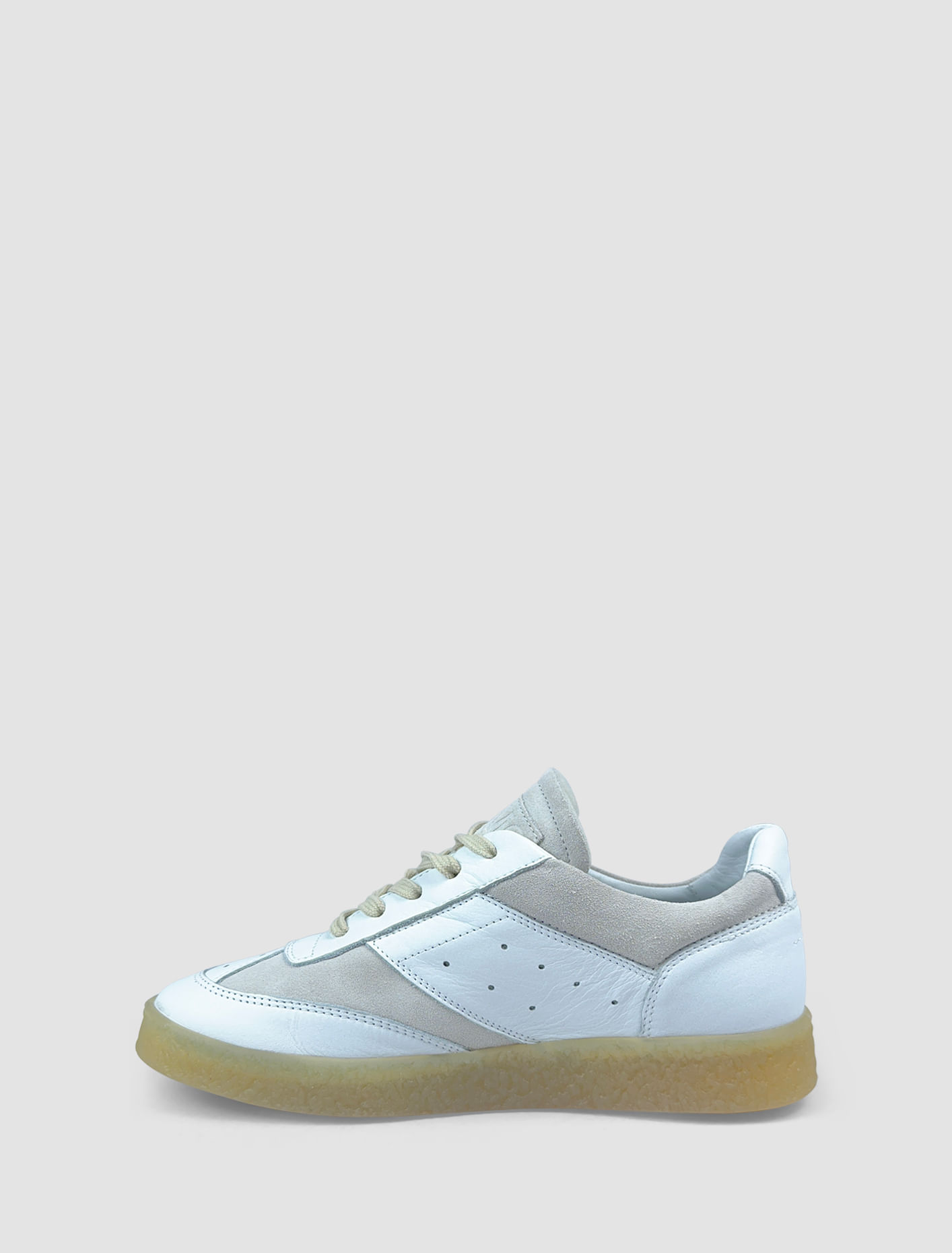 Shop Mm6 Maison Margiela Replica Leather Sneakers In White,silver Birch