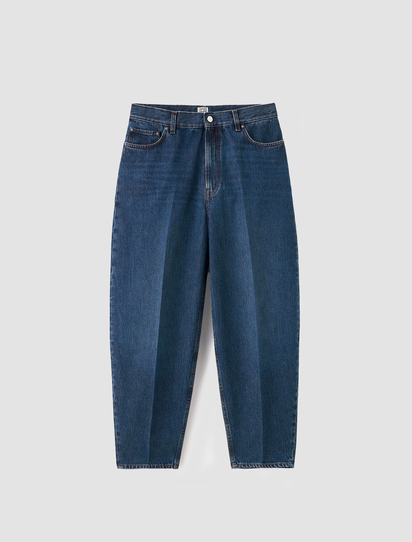 Shop Totême Curved Gamba Jeans In Dark Blue