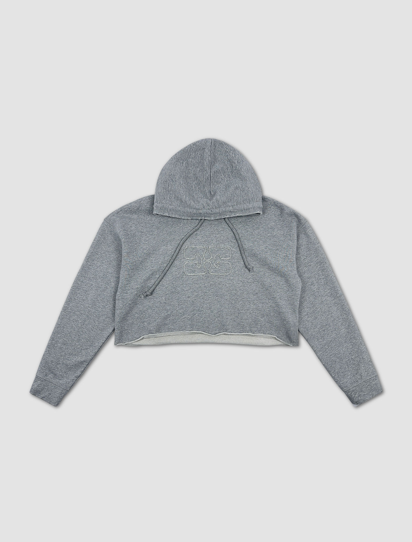 Ganni Cropped Sweatshirt In Gray