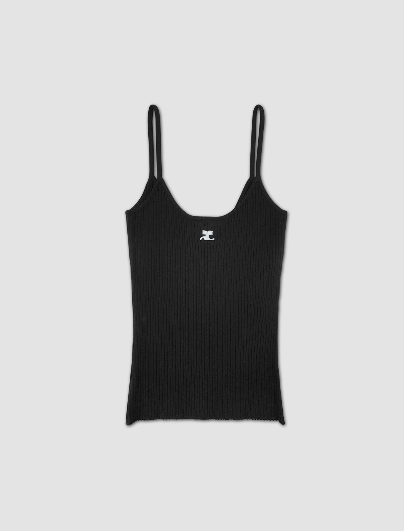 Courrèges Reedition Ribbed Tank Top In Black