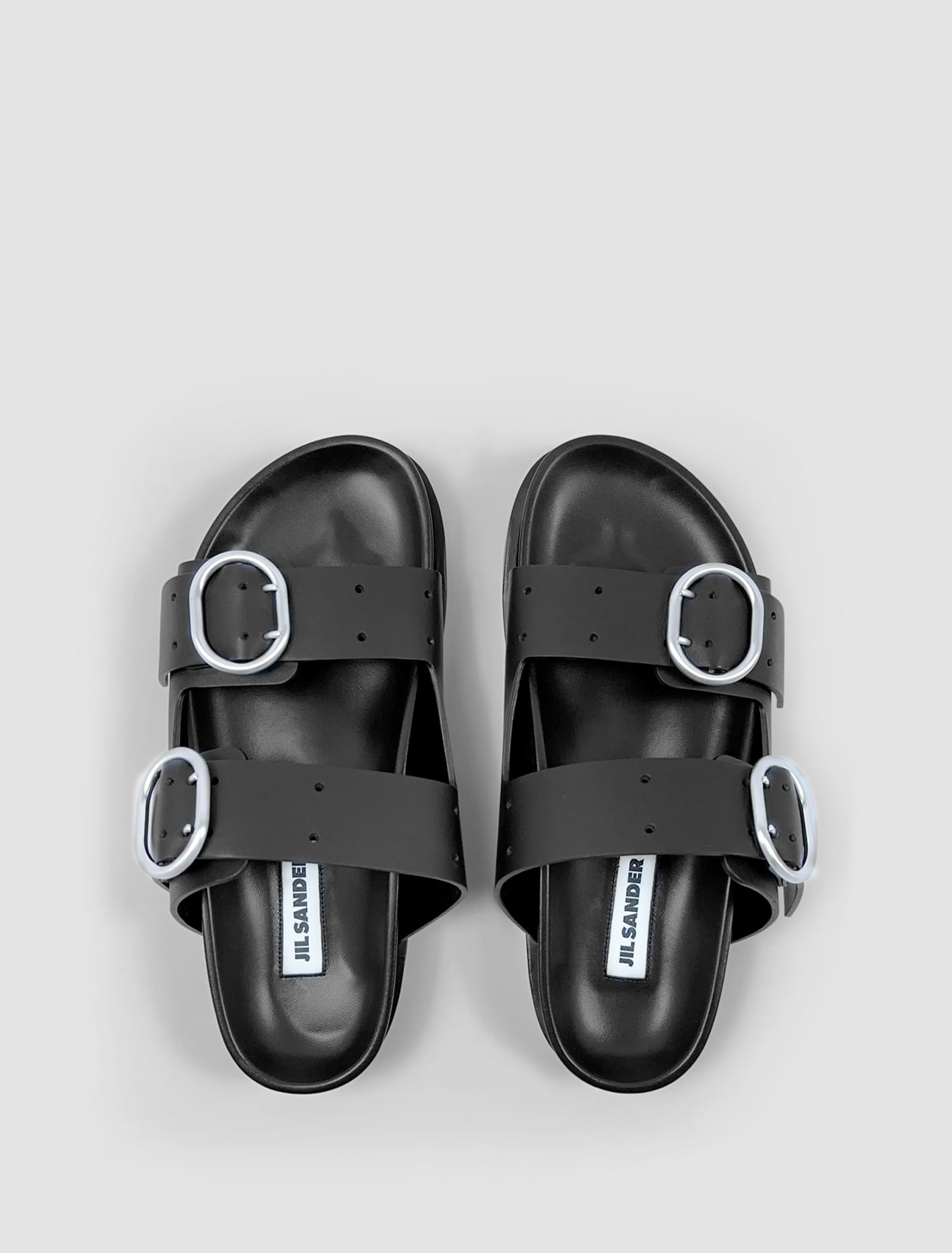 Shop Jil Sander Flat Sandals In Nero