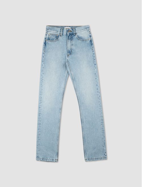 Denim trousers with screen-printed logo