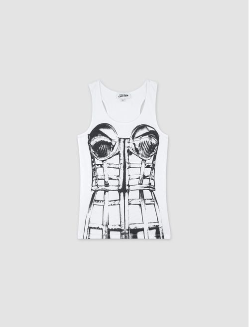 Top trompe l'oeil cage printed