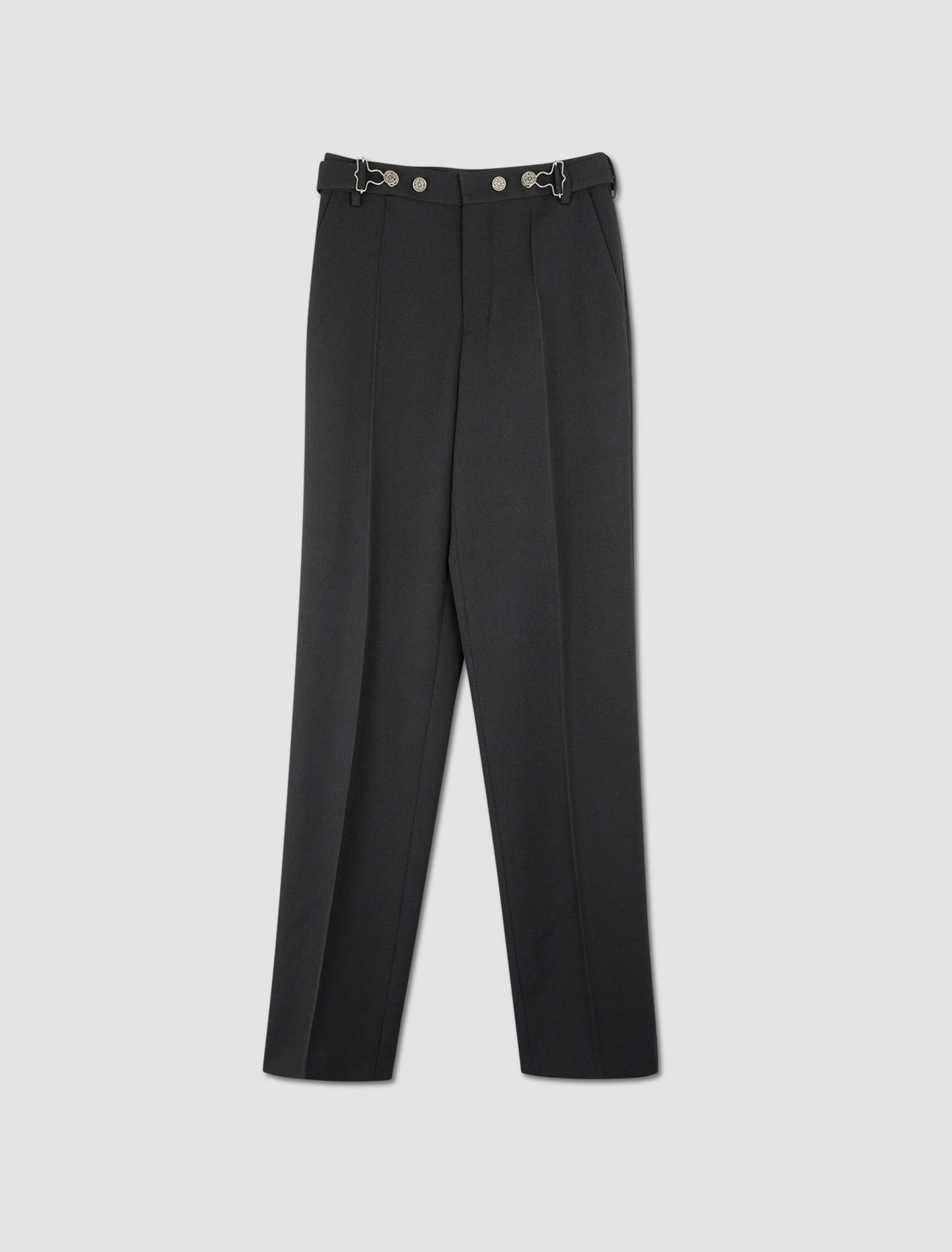 Shop Jean Paul Gaultier Pant With Overall Buckles Detail On Belt In Nero