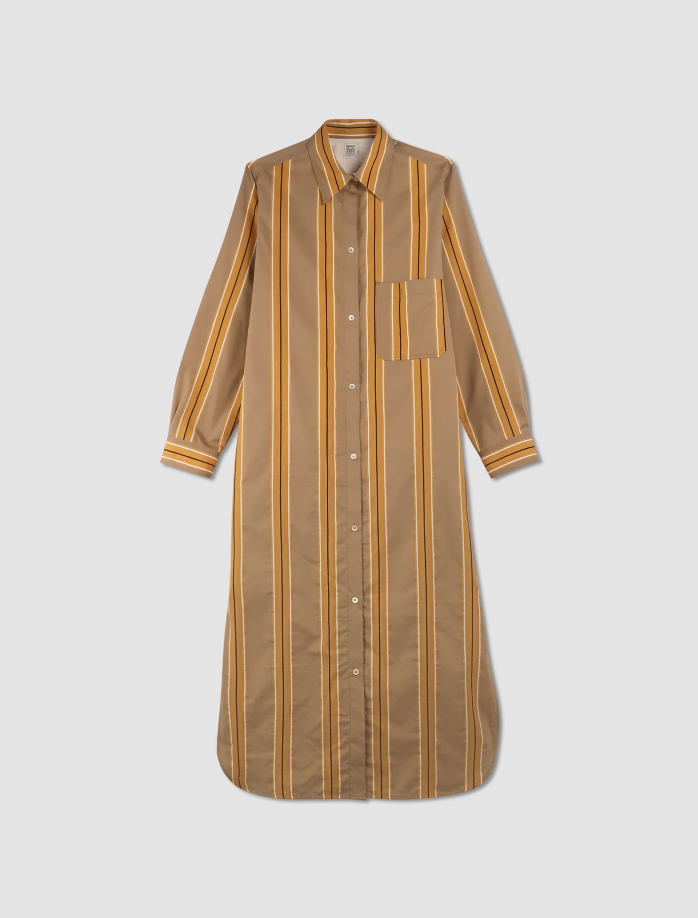 Shop Totême Striped Jacquard Tunic Dress In Caramel