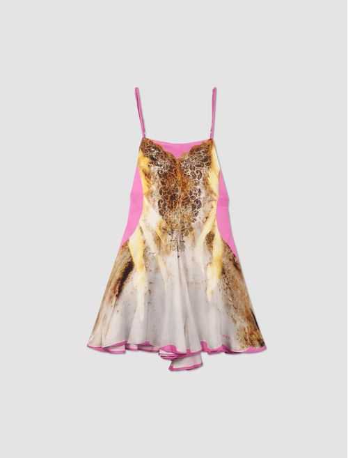 Slip dress with lace print