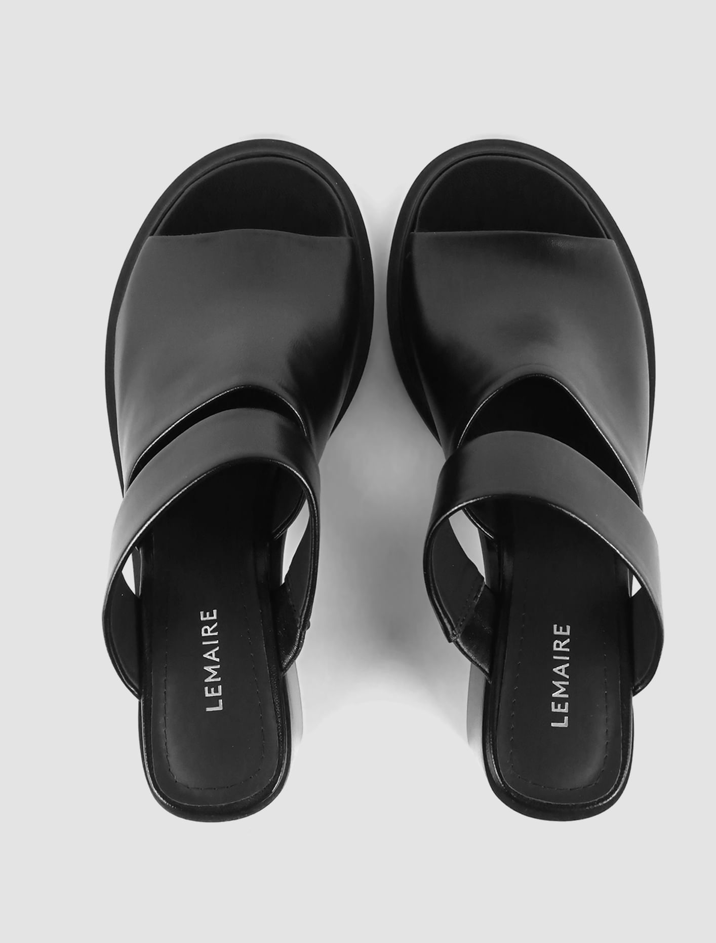 Shop Lemaire Double Strap Mules In Nero