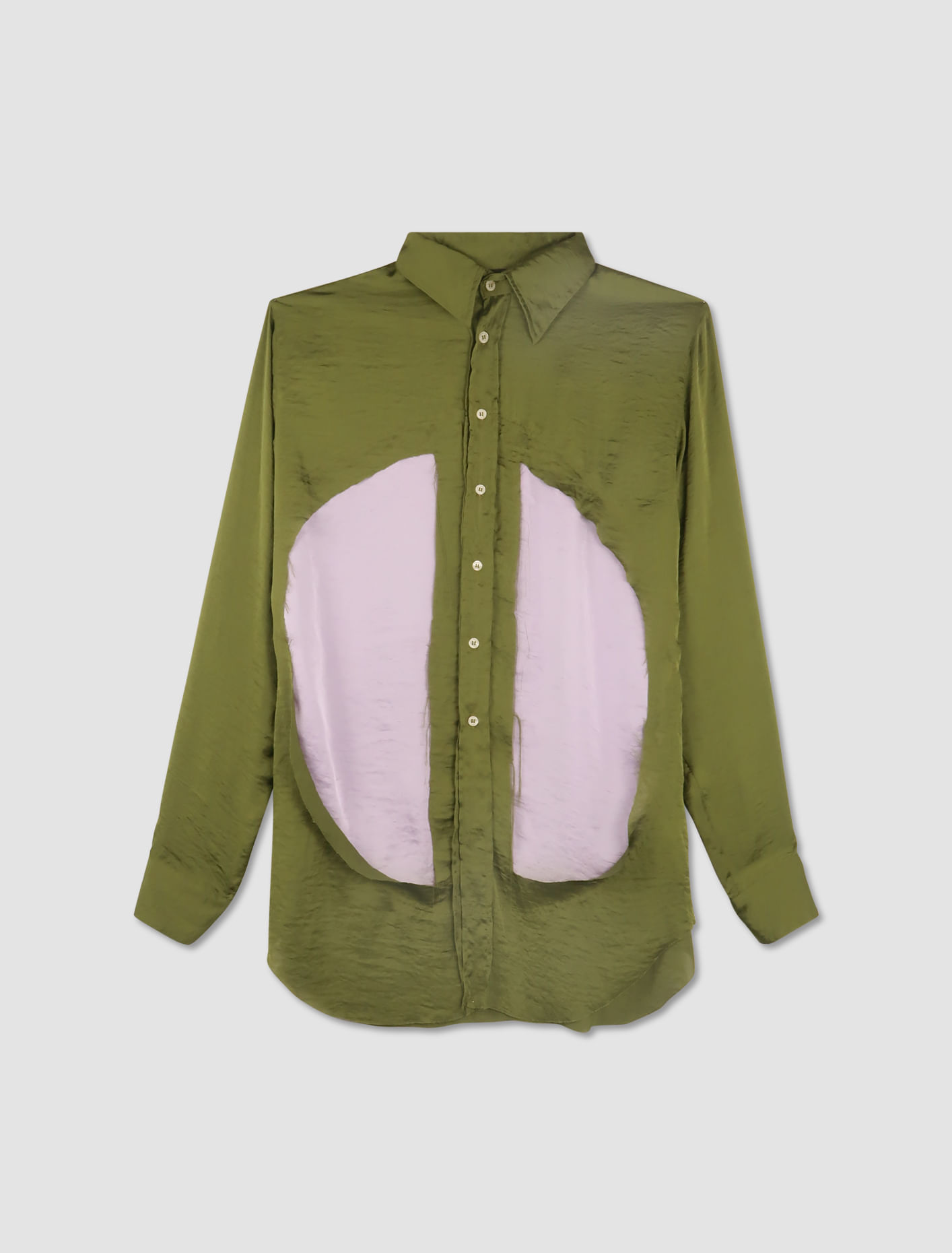 Shop Edward Cuming Classic Lung Window Shirt In Khaki-green-lilac