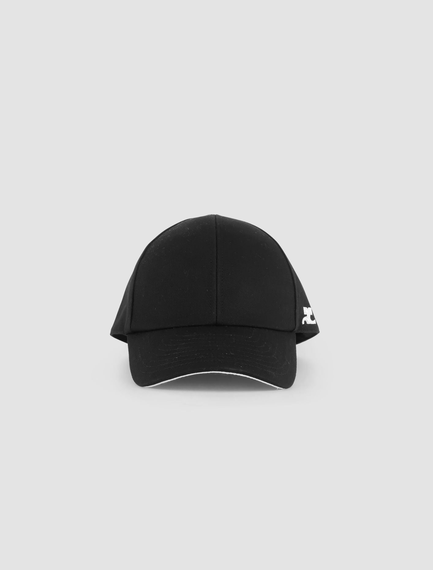 Shop Courrèges Embroidered Cotton Cap In Black