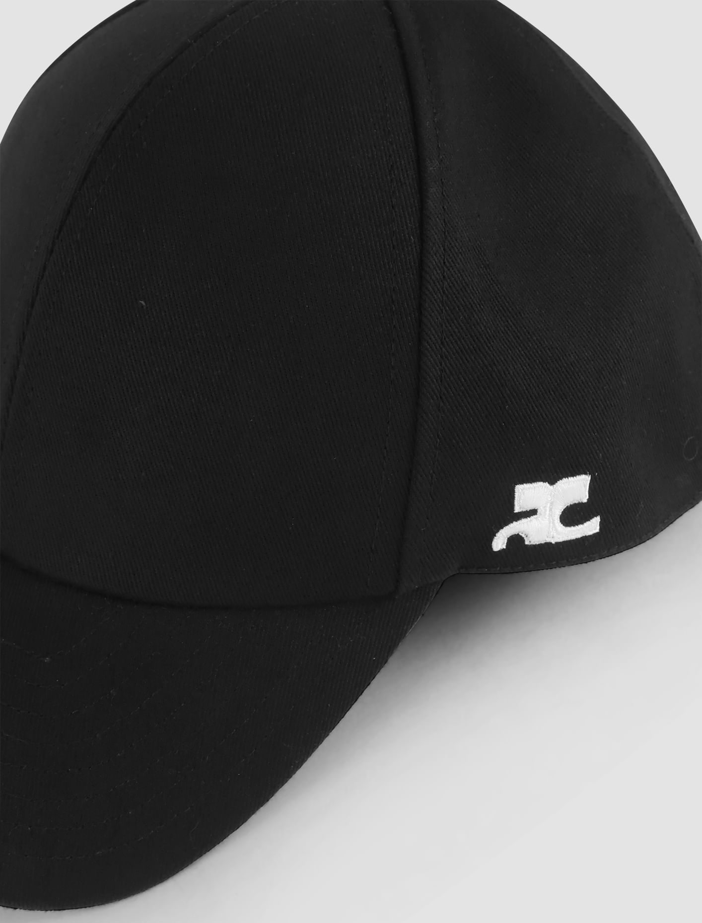 Shop Courrèges Embroidered Cotton Cap In Black