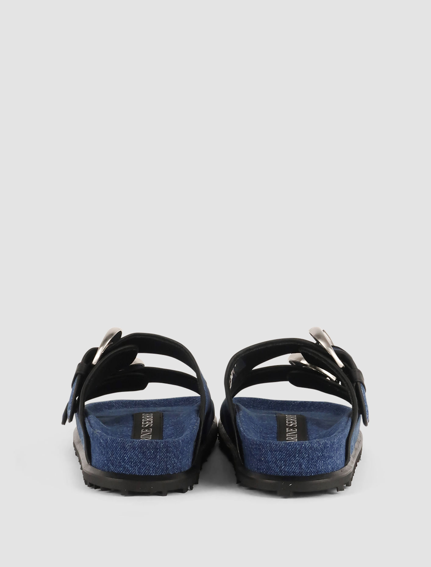 Shop Marine Serre Deadstock Denim Mules In Blu