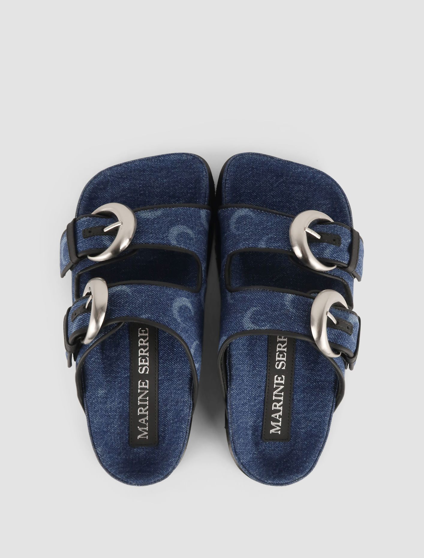 Shop Marine Serre Deadstock Denim Mules In Blu