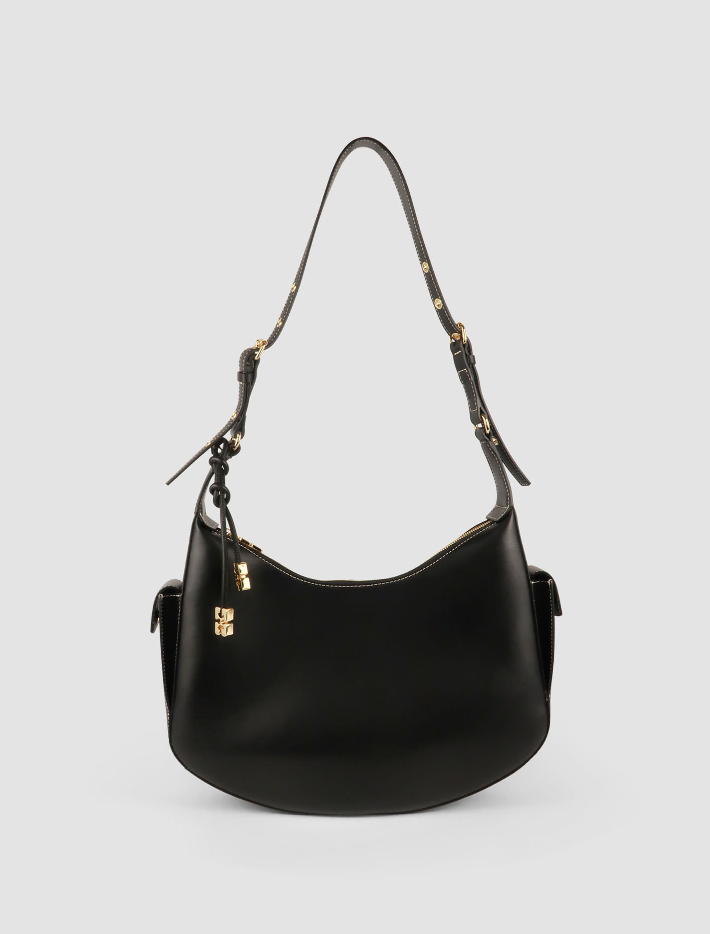 Ganni Large Hobo Bag In Black