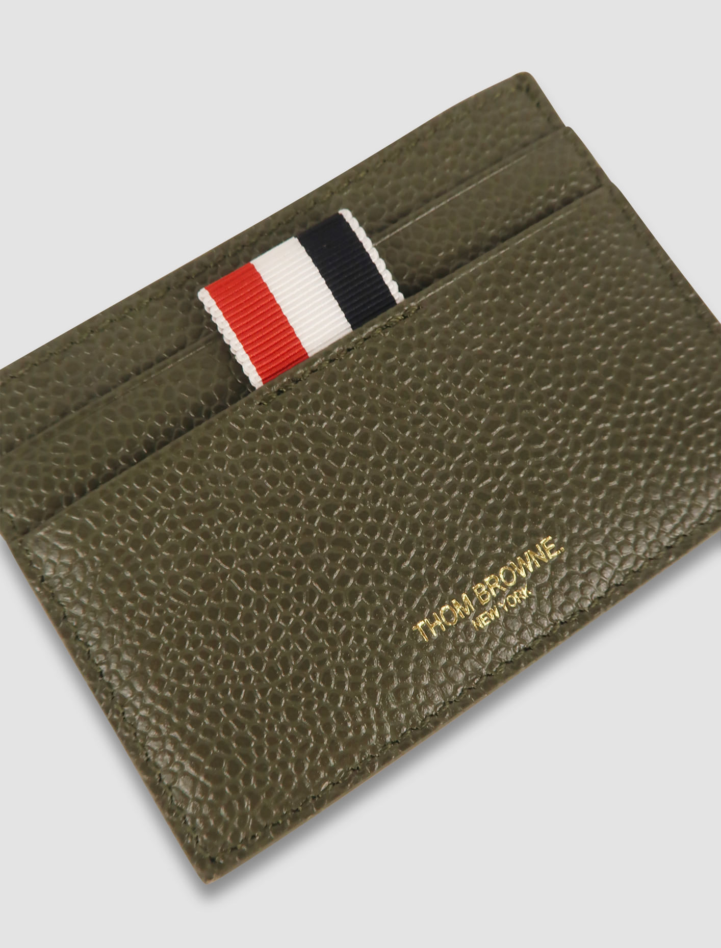 THOM BROWNE HAMMERED LEATHER CARD HOLDER 