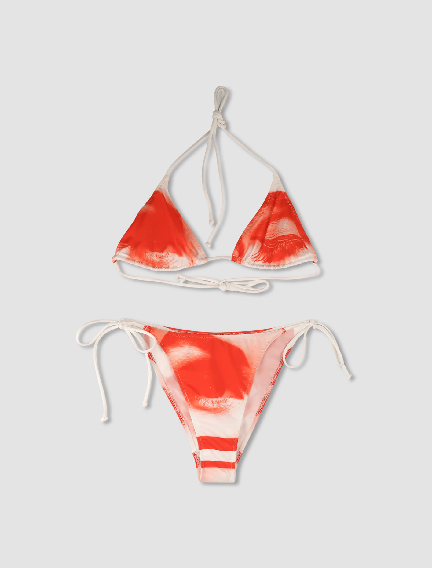 Shop Jean Paul Gaultier Eyes Printed Bikini In White,red