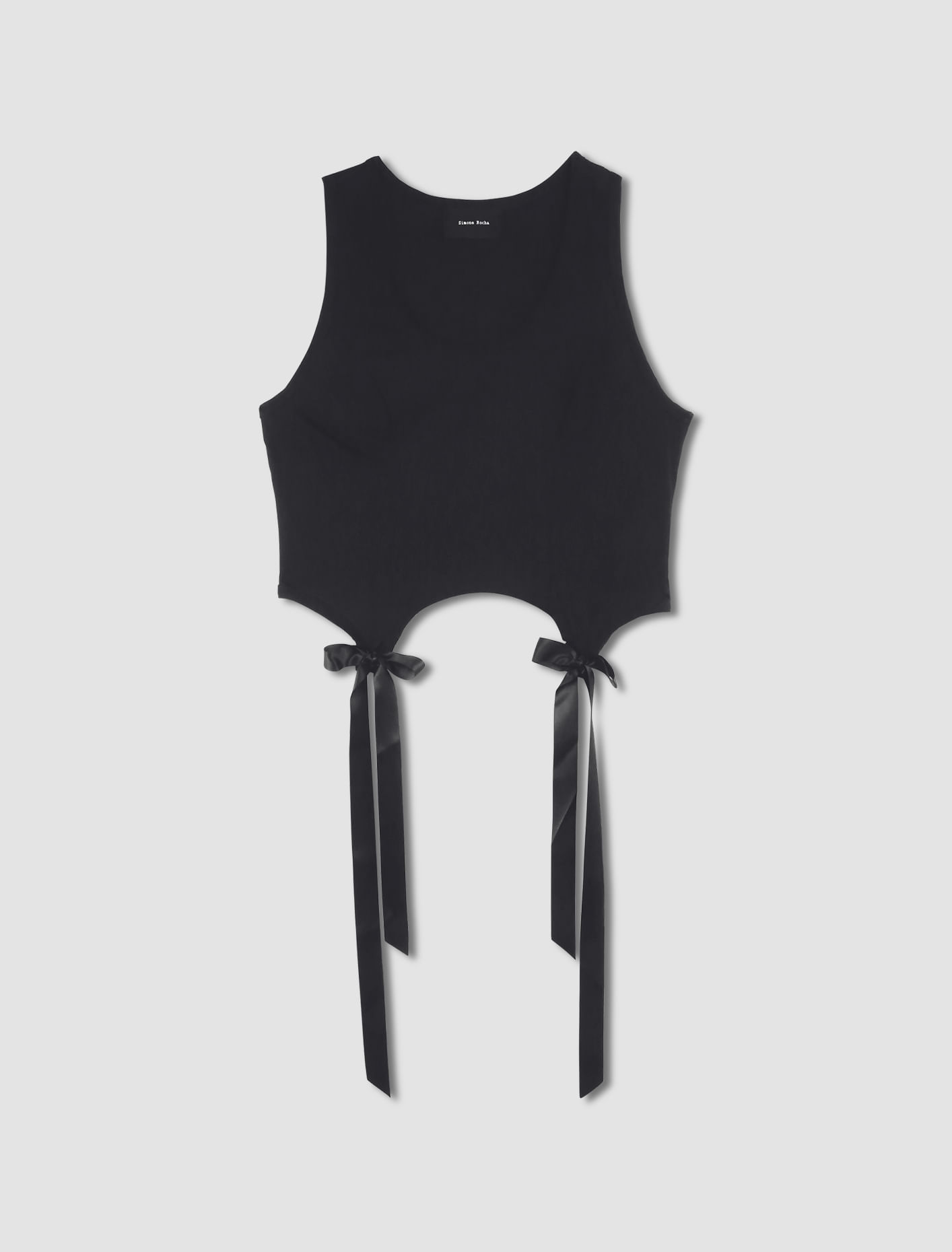 Shop Simone Rocha Easy Tank Top With Bow Tails In Black