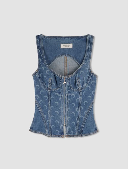 Moon denim corset top