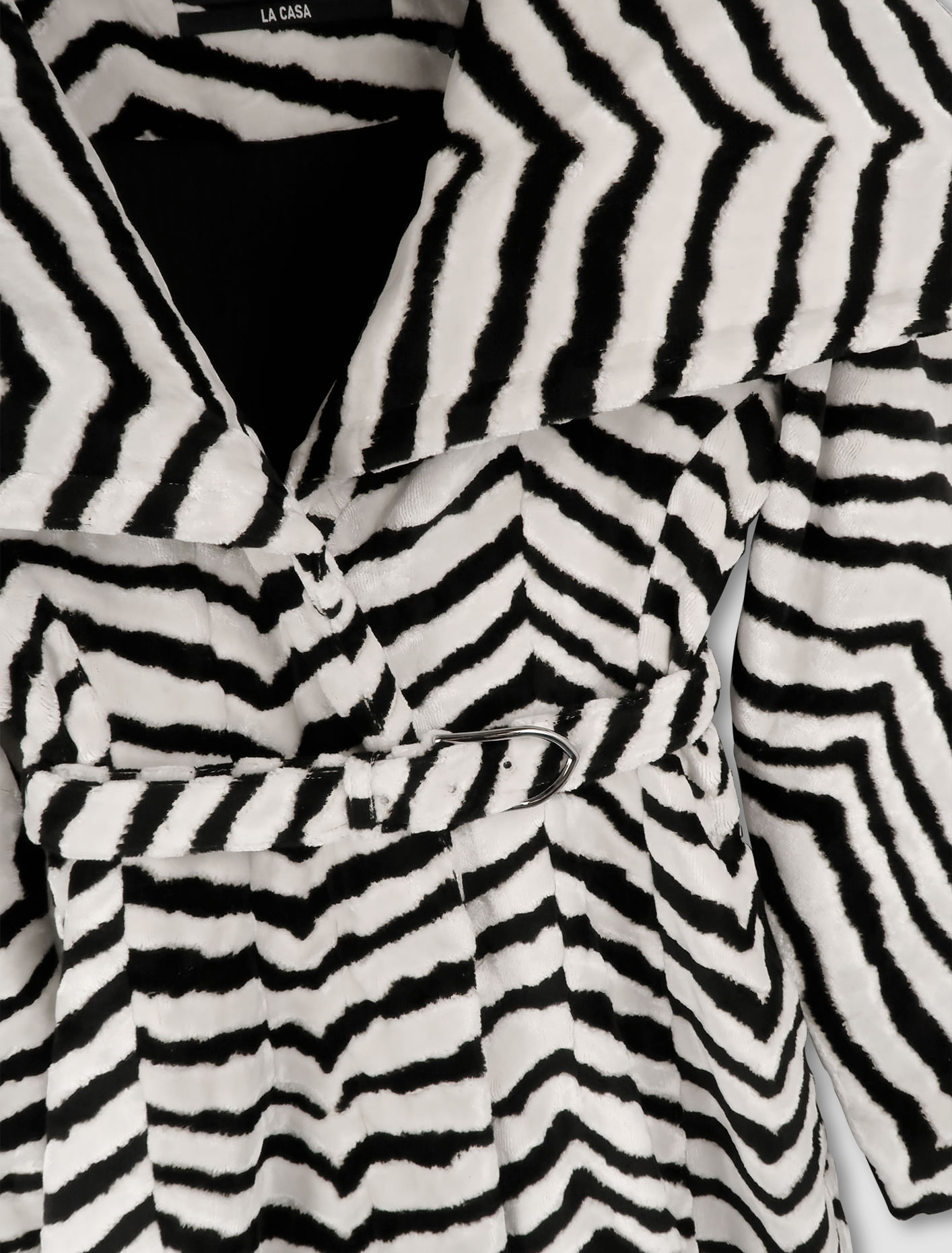 Shop Jacquemus The Caruso Coat In Jacquard Zebra Velvet Bla