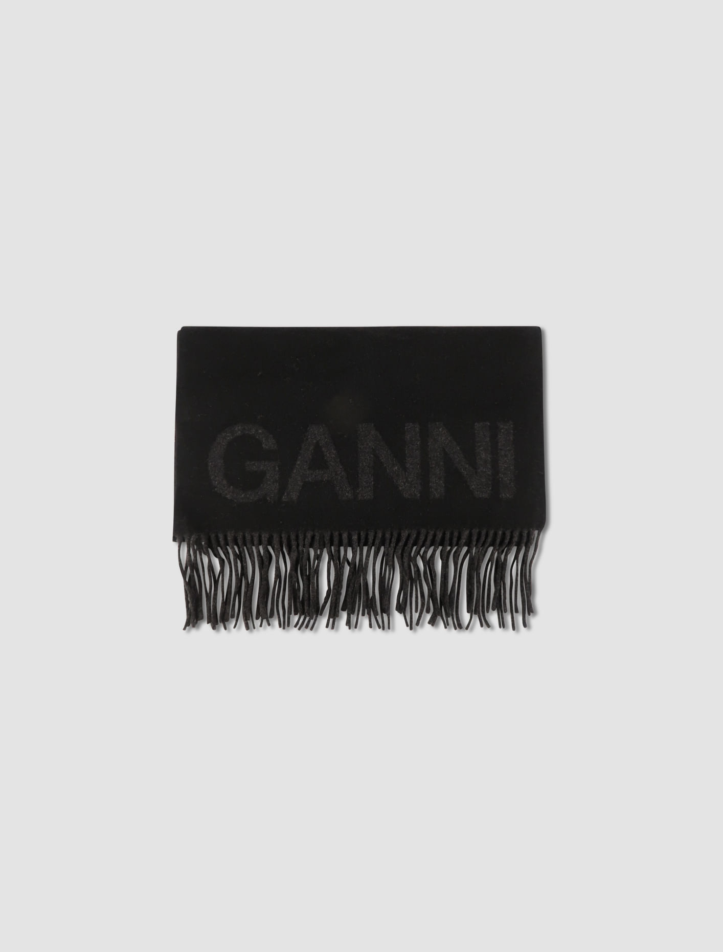 Shop Ganni Wool Scarf In Black