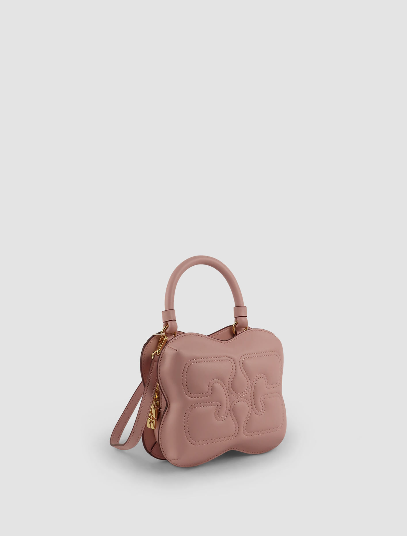 Shop Ganni Small Butterfly Shoulder Bag In Powder