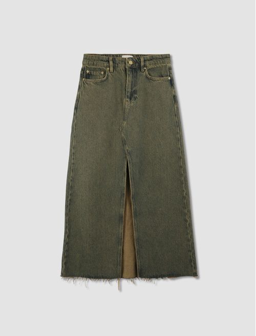 Overdyed Heavy Denim Maxi Skirt