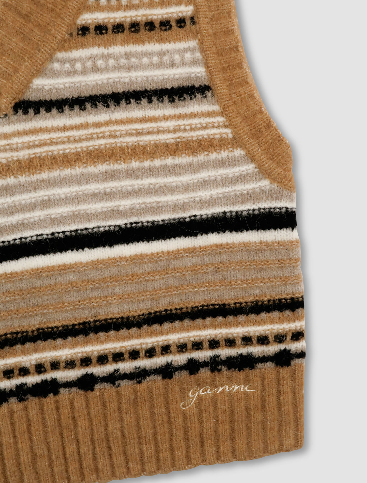 Shop Ganni Soft Wool Stripe Vest In Tiger's Eye