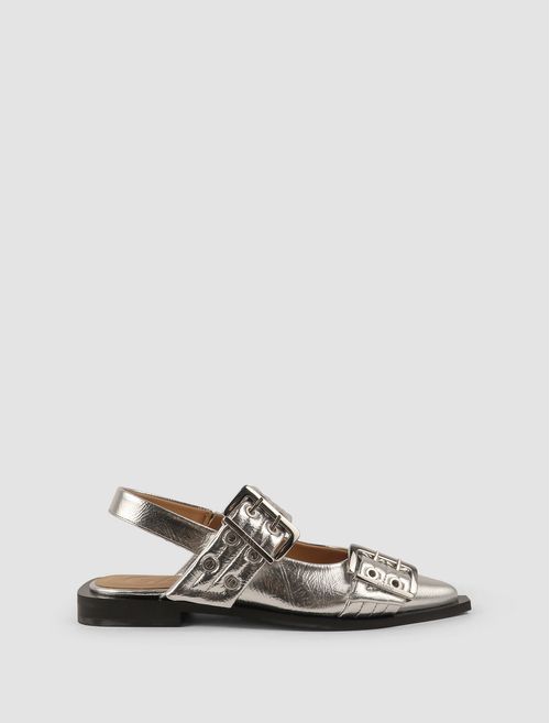 Feminine Buckle Ballerina Metallic