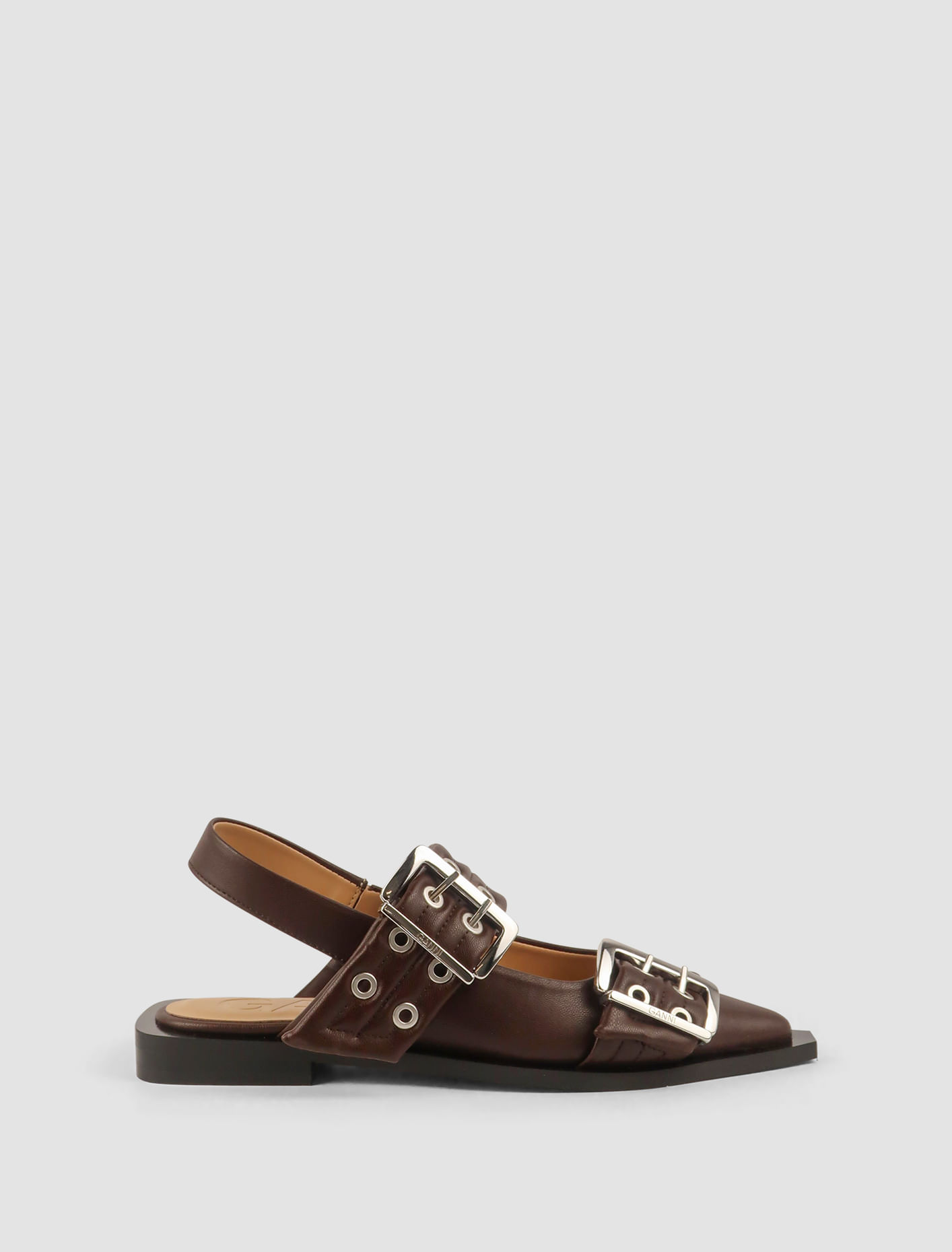 Shop Ganni Ballerina Buckle In Chocolate Fondant