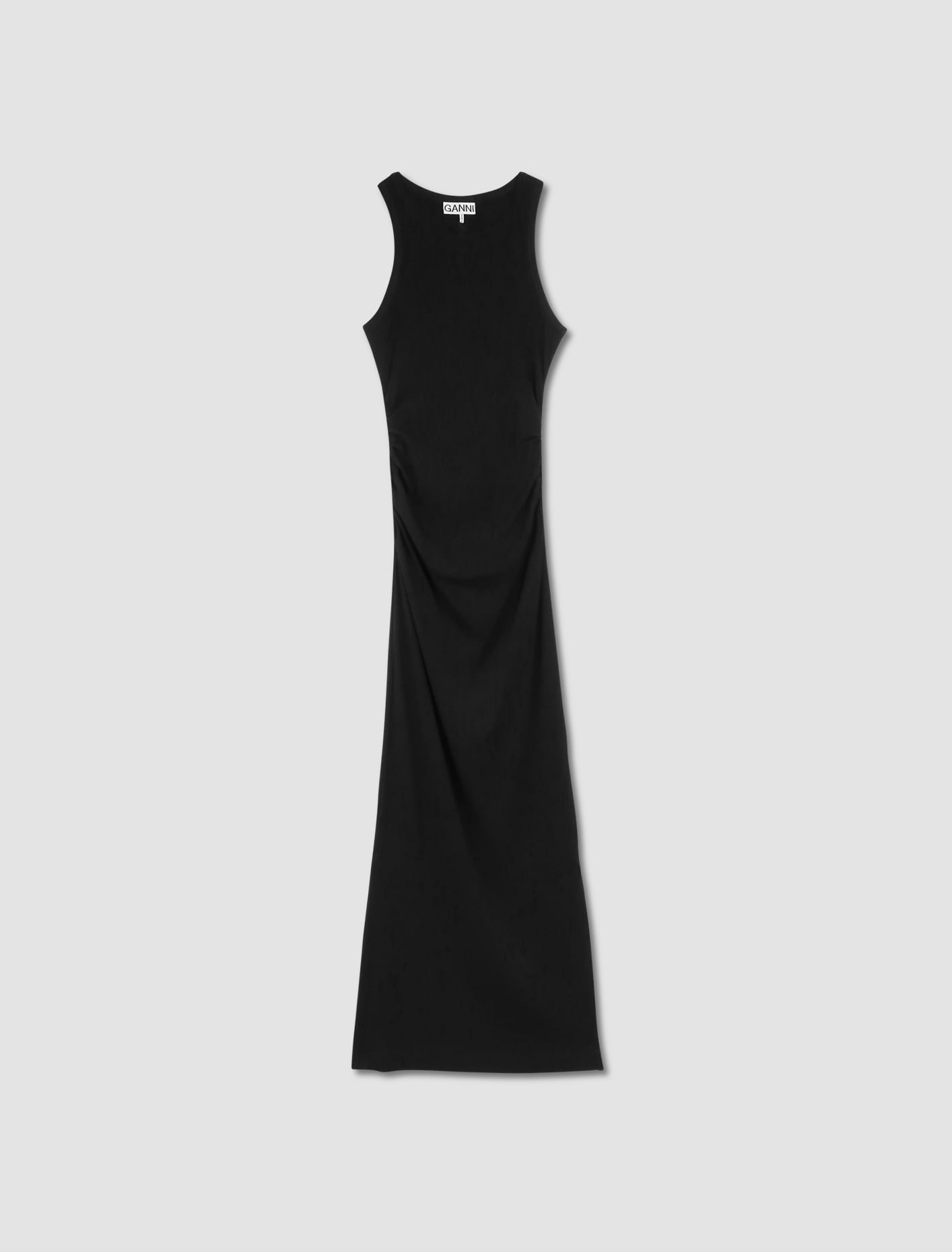 Shop Ganni Long Tank Dress In Nero